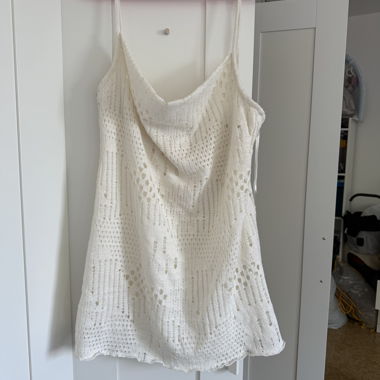 Crochet knit cover-up in cream