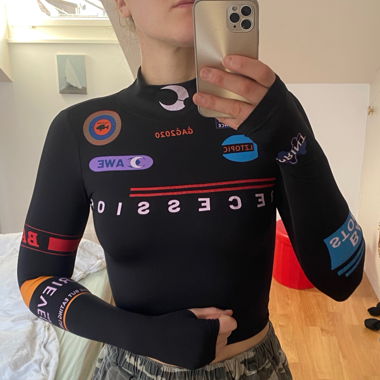 Black printed shirt, bicycle style