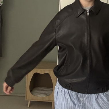 Fake Leder Jacke Braun