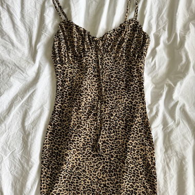 Abito slip con stampa leopardata