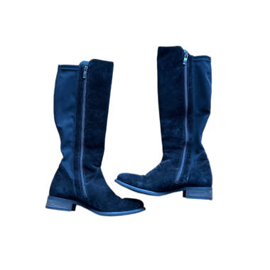 Paul Green Black Suede Leather Knee High Boots