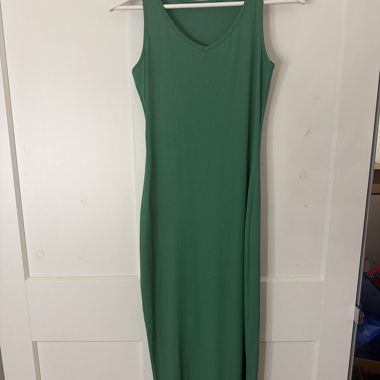 Green ribbed tank dress