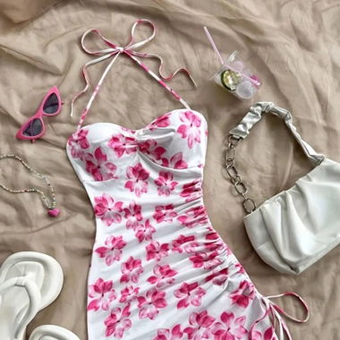 Robe neuf blanc et rose