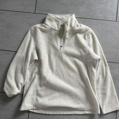 Maglione in pile beige con mezza zip