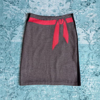 Gonna in maglia Sonia Rykiel con trompe-l'œil e fiocco
