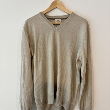 Maglione beige scollo a V Bagutta