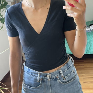 Black V-neck T-shirt