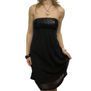 y2k black glitter dress