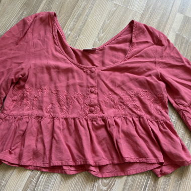 Pink embroidered crop blouse