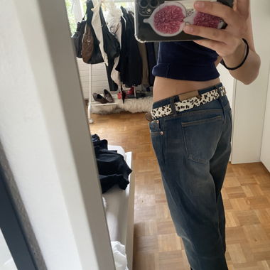 cow fur leather belt