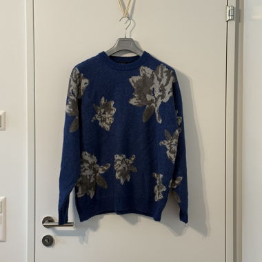 Maglione in maglia blu con motivo floreale - Ragblue