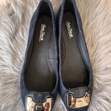 Navyblue Wildleder  Ballerinas mit Silberschnalle 