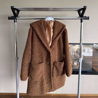 Brown hooded teddy coat
