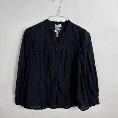 Chemisier à broderie ajourée noir