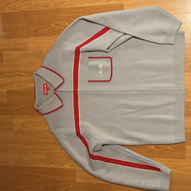Veste en maille Supreme gris rouge