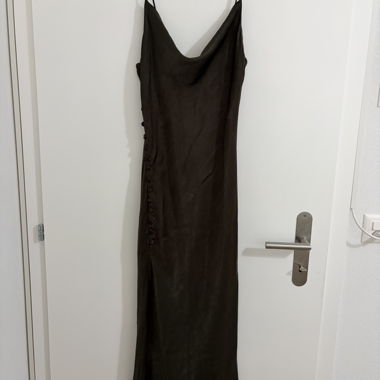 Long Satin Dress Chocolate