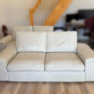 White 2-Seater Leather Sofa