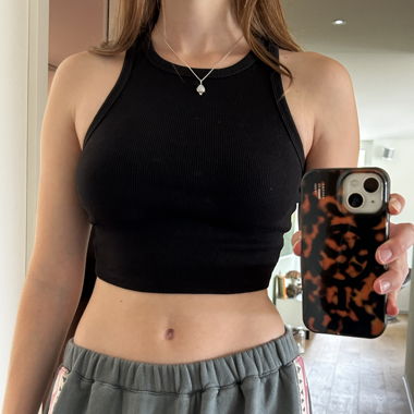 Schwarzes Ribbed Crop Top