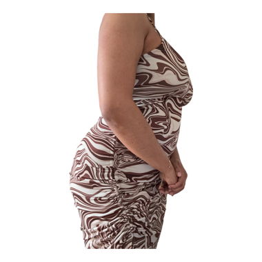 Brown marble print dress