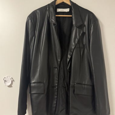 Bershka black faux leather blazer