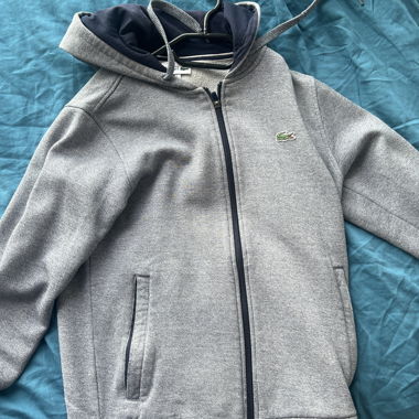 Grey Lacoste Zip Hoodie