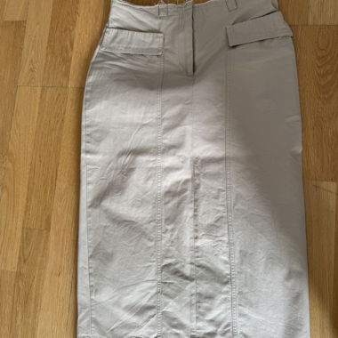 Beige cargo midi skirt