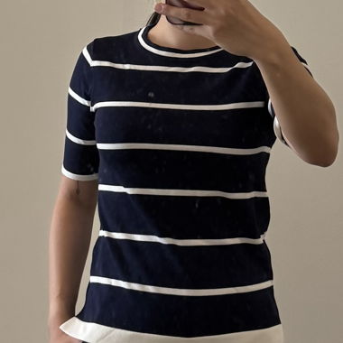 Zara Maglia a Righe Blu Navy e Bianca
