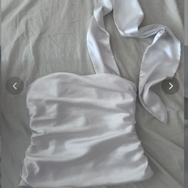 Top bustier drappeggiato in raso bianco