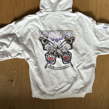 Weisser Oversized-Hoodie mit Print