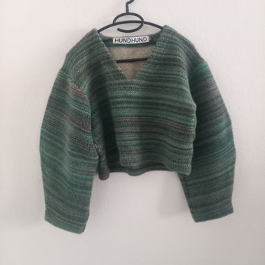 Kurzer HUNDHUND Wollpullover XS grün meliert