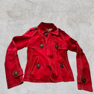 DSQUARED2 Red Leather Trench Coat