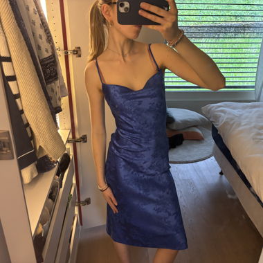 Blue Satin Slip Dress