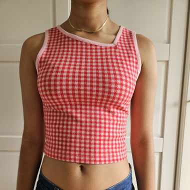 Shirt bauchfrei, rot/pinkkariert
