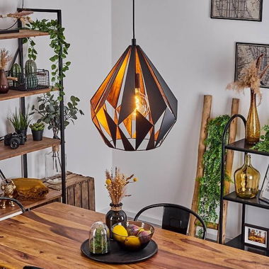 Marang lampadario a sospensione nero, 1 fiamma, diamante