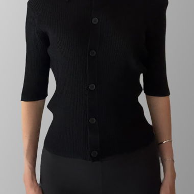 Polo nero a coste Selected Femme