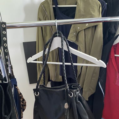 black leather handbag from furla