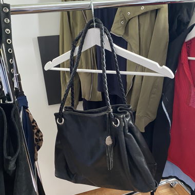 black leather handbag from furla