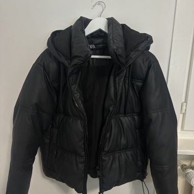 Zara faux leather puffer jacket