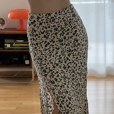 vintage midi slit skirt leopard