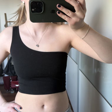 Black One-Shoulder Crop Top