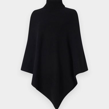 Poncho schwarz mit Rollkragen