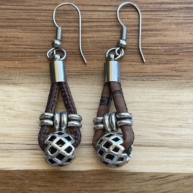 Boucles d'oreilles en cuir tresse