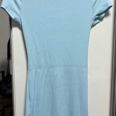 Hellblaues Ribbed T-Shirt-Kleid