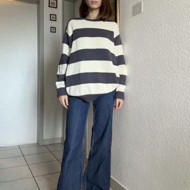 Brandy Melville Pullover Blau-Weiss gestreift