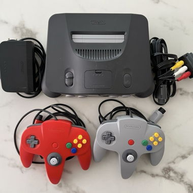 Nintendo 64 console with 2 controllers