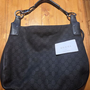 Gucci black hobo bag in GG fabric