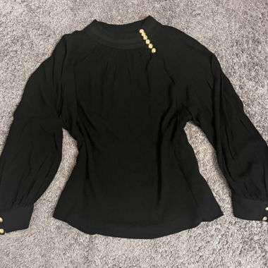Schwarze Bluse mit goldenen Knöpfen Ba&sh