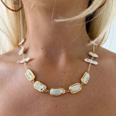 Collier doré SCANDIVV avec pierres perles