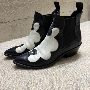 Western Ankle Boots Black White Vero Cuoio