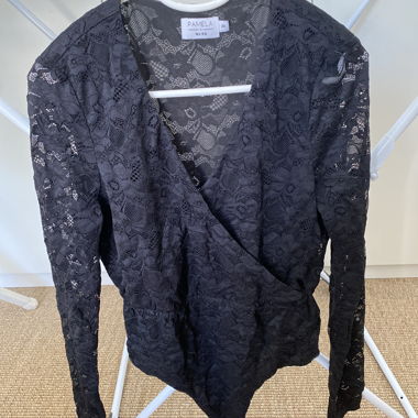 Body in pizzo nero, taglia 38
